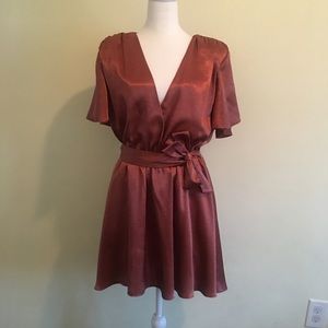 House of Harlow 1960 Orange/Brown Summer Dress Short Sleeve Size L